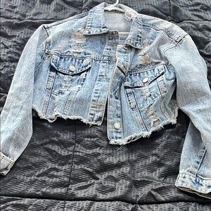 Distressed Denim Cropped Jacket